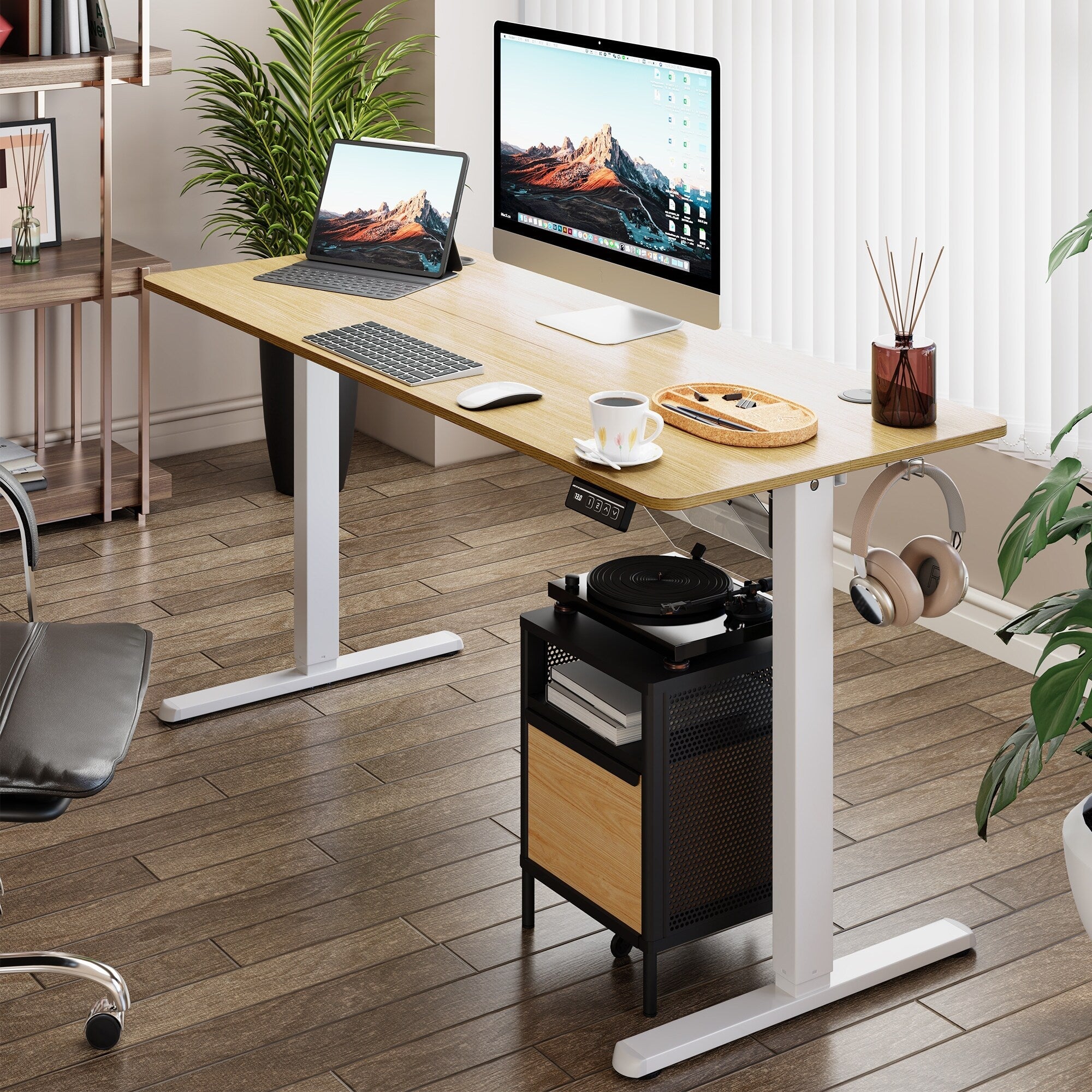 Bureau debout électrique réglable en hauteur Futzca, bureau assis-debout pour ordinateur avec panneau d'épissure