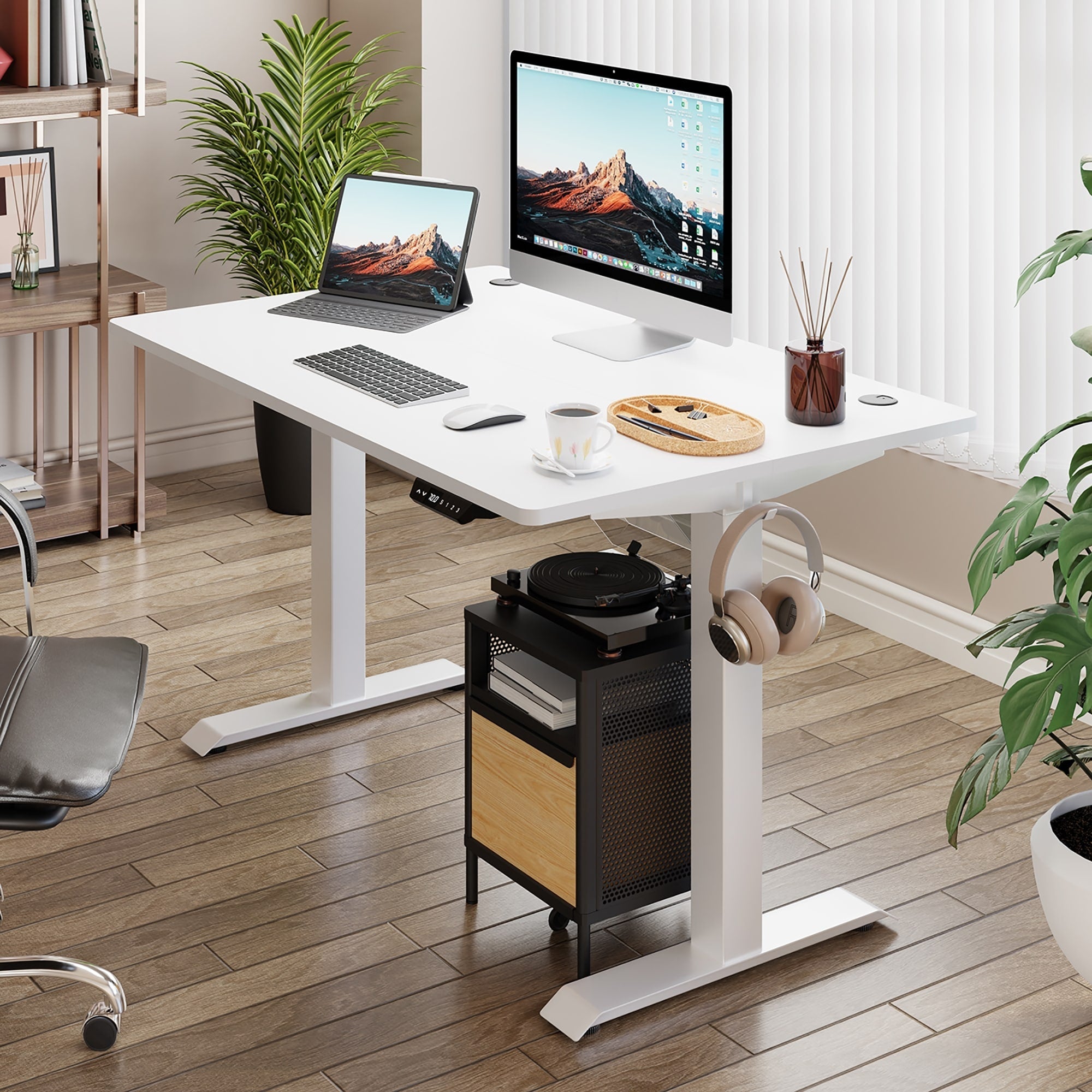 Bureau debout électrique réglable en hauteur Futzca, bureau assis-debout pour ordinateur avec panneau d'épissure