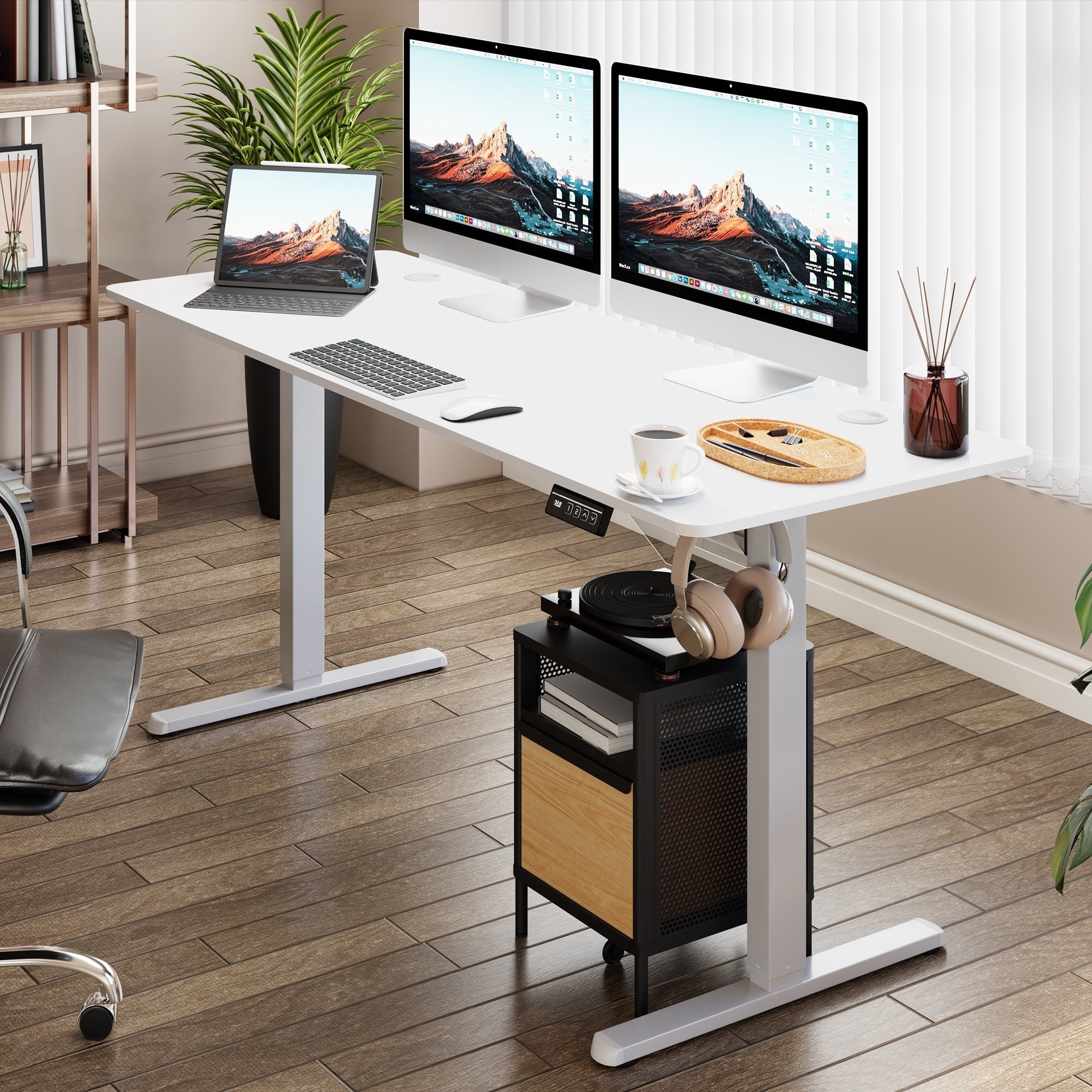 Bureau debout électrique réglable en hauteur Futzca, bureau assis-debout pour ordinateur avec panneau d'épissure
