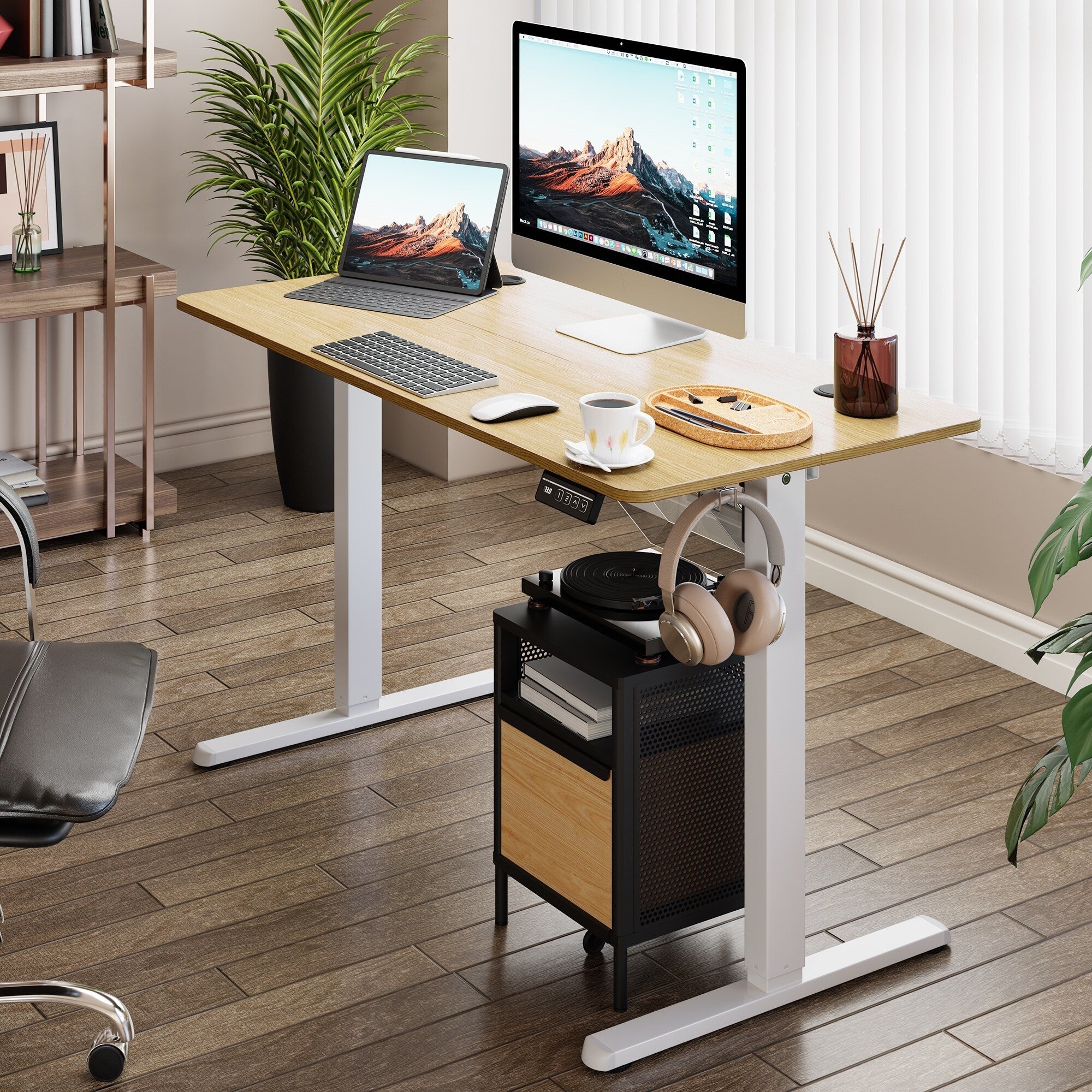 Bureau debout électrique réglable en hauteur Futzca, bureau assis-debout pour ordinateur avec panneau d'épissure