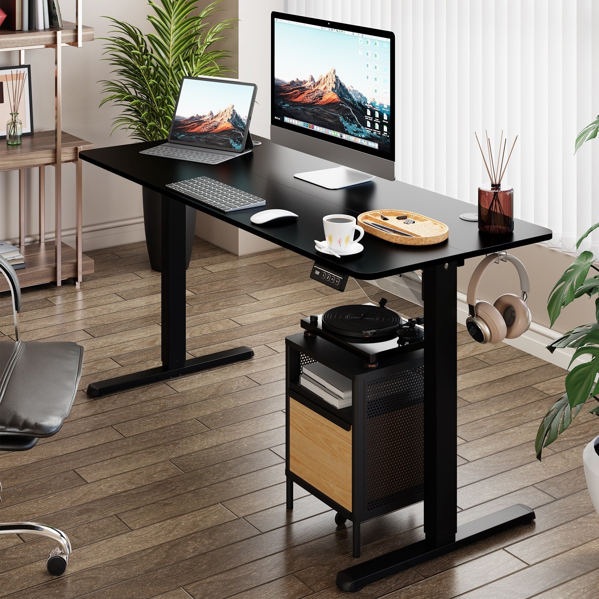 Bureau debout électrique réglable en hauteur Futzca, bureau assis-debout pour ordinateur avec panneau d'épissure