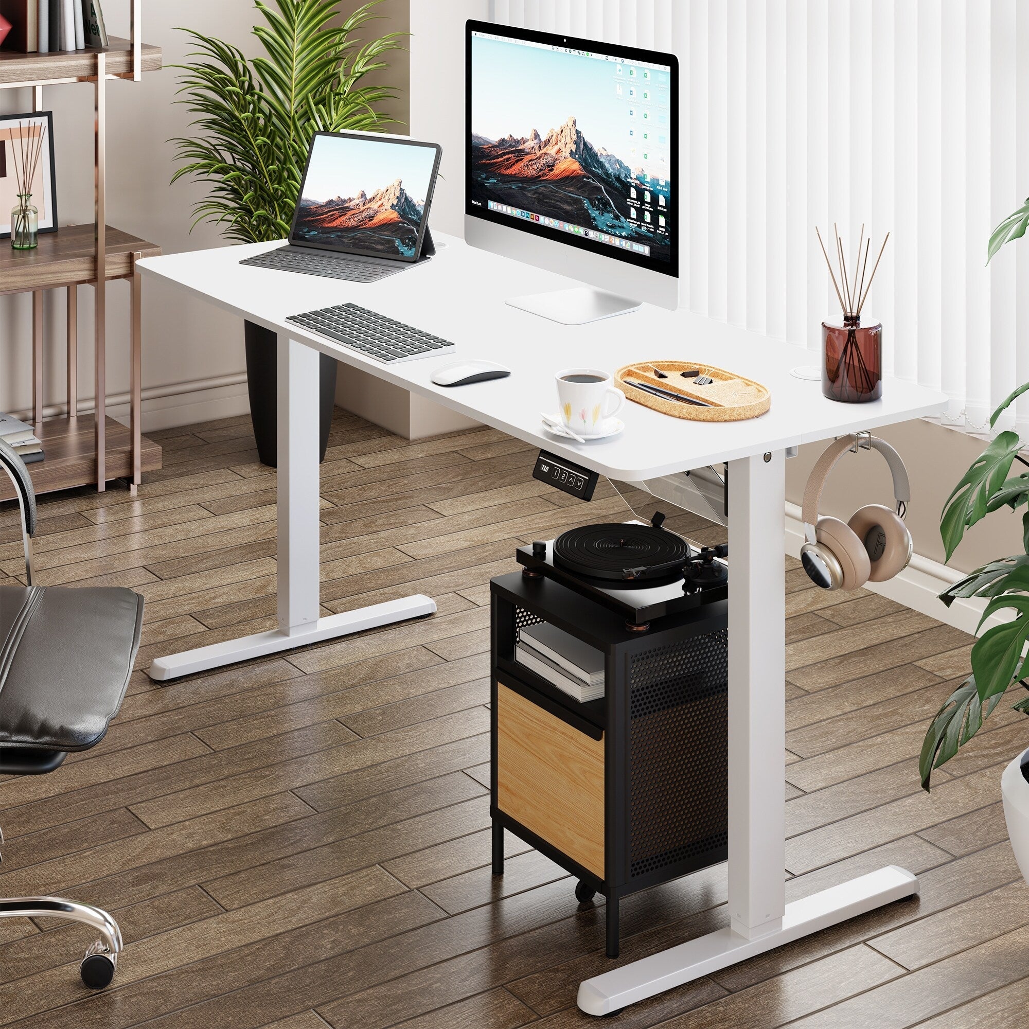 Bureau debout électrique réglable en hauteur Futzca, bureau assis-debout pour ordinateur avec panneau d'épissure