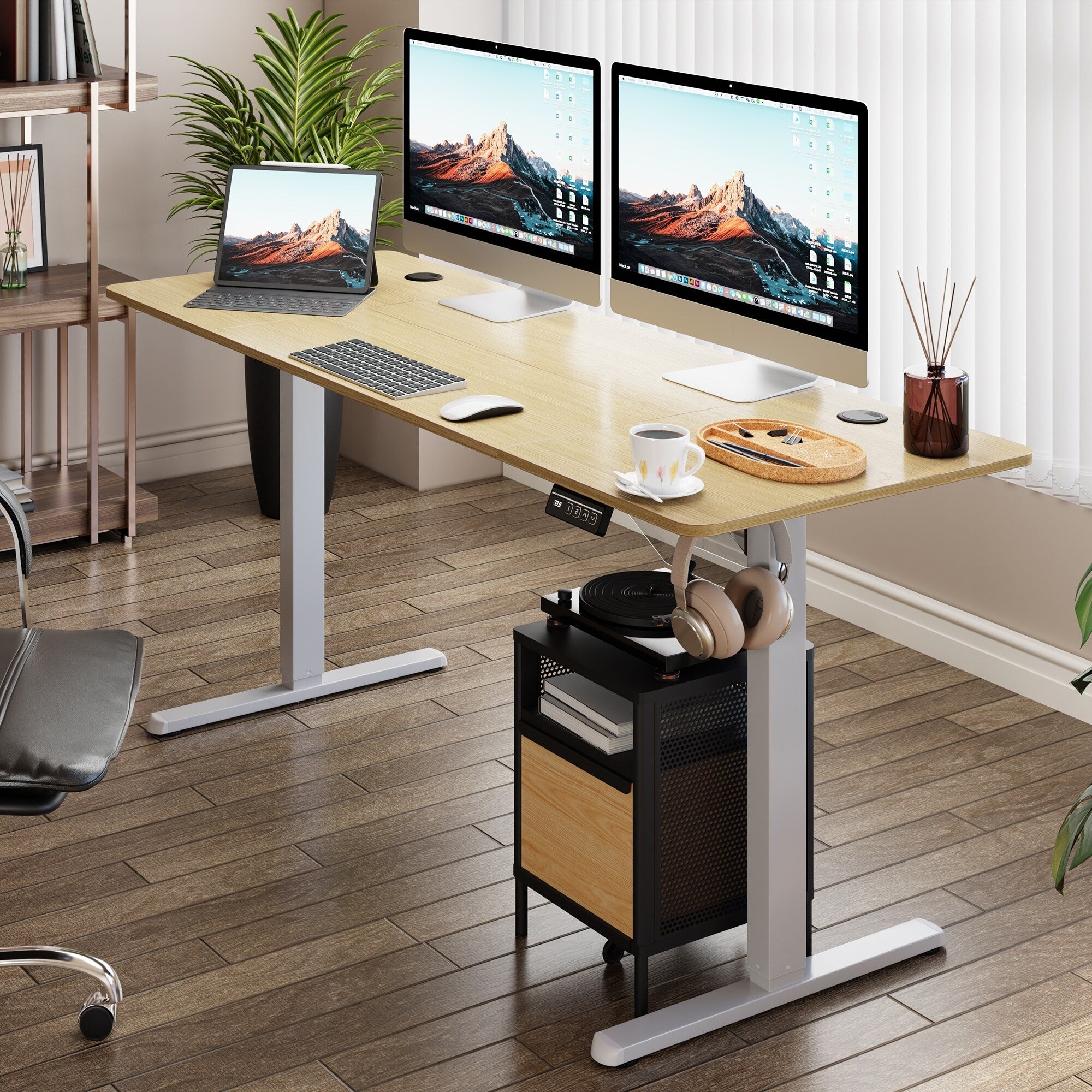 Bureau debout électrique réglable en hauteur Futzca, bureau assis-debout pour ordinateur avec panneau d'épissure