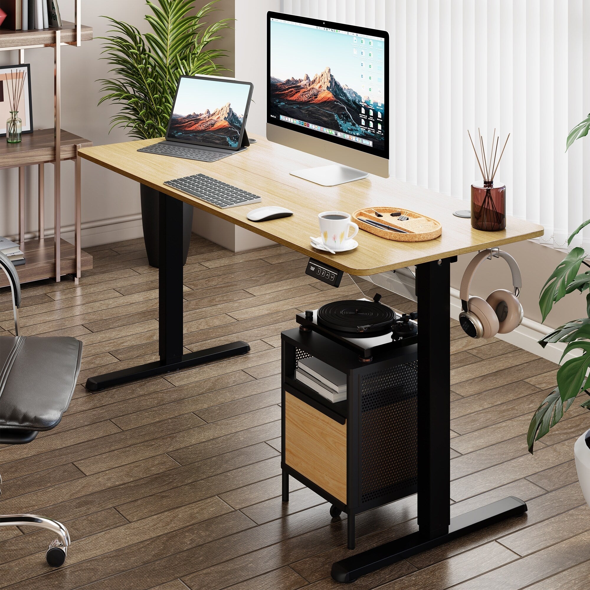 Bureau debout électrique réglable en hauteur Futzca, bureau assis-debout pour ordinateur avec panneau d'épissure