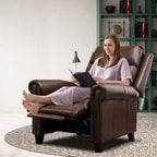 Fauteuil inclinable en cuir véritable avec accoudoirs et dossier confortables