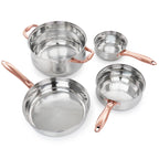 Batterie de cuisine Gibson Home Bransonville 8 pièces en acier inoxydable, chrome et bronze