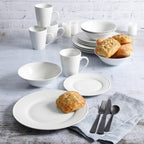 Service de table Gibson Home en céramique blanche, 16 pièces, motif buffet gaufré