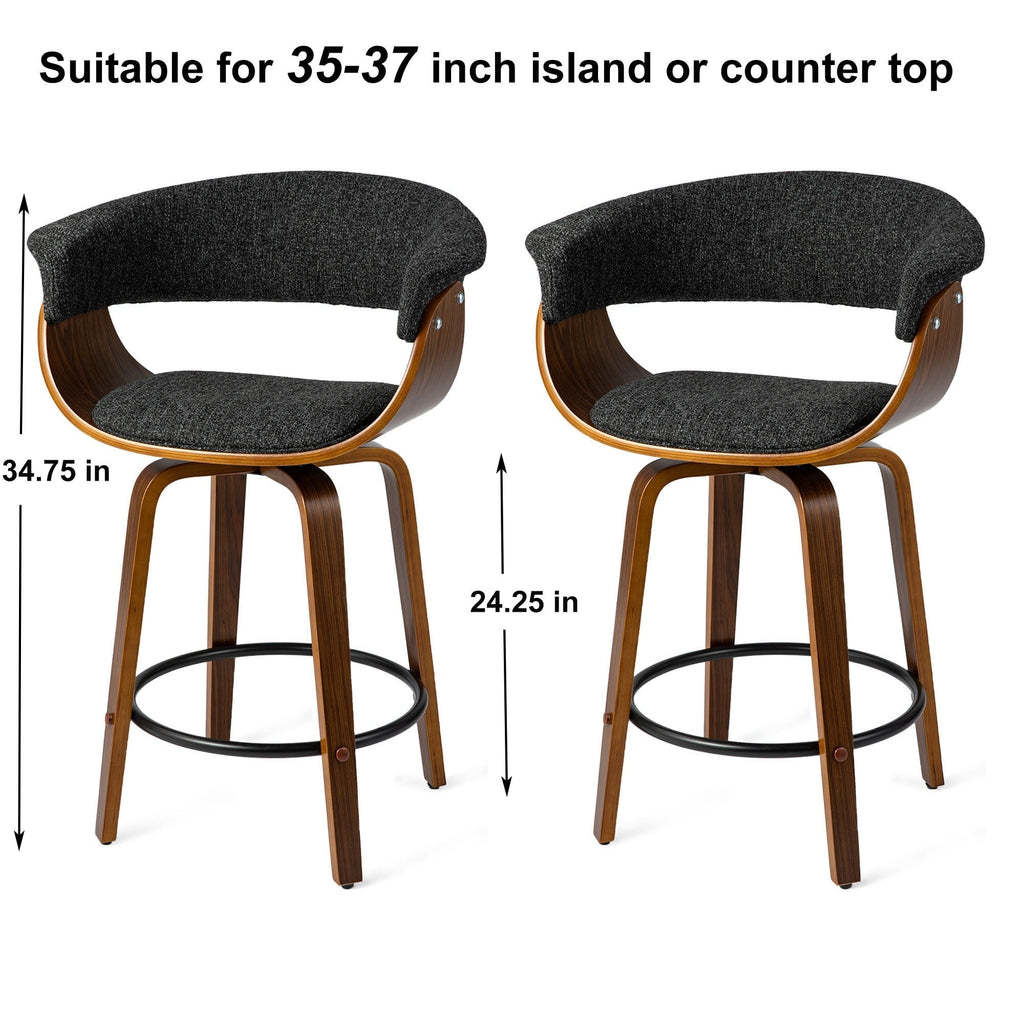 Glitzhome Lot de 2 ou 4 tabourets de bar pivotants modernes en bois à hauteur de comptoir et de bar