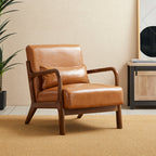 Fauteuil d'appoint moderne en cuir synthétique Glitzhome 30,75 po de hauteur, style milieu de siècle, avec coussin – 25,75 po de largeur x 33,75 po de profondeur x 30,75 po de hauteur
