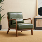Fauteuil d'appoint moderne en cuir synthétique Glitzhome 30,75 po de hauteur, style milieu de siècle, avec coussin – 25,75 po de largeur x 33,75 po de profondeur x 30,75 po de hauteur