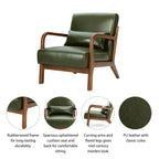 Fauteuil d'appoint moderne en cuir synthétique Glitzhome 30,75 po de hauteur, style milieu de siècle, avec coussin – 25,75 po de largeur x 33,75 po de profondeur x 30,75 po de hauteur