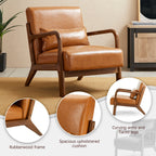 Fauteuil d'appoint moderne en cuir synthétique Glitzhome 30,75 po de hauteur, style milieu de siècle, avec coussin – 25,75 po de largeur x 33,75 po de profondeur x 30,75 po de hauteur