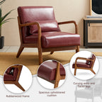 Fauteuil d'appoint moderne en cuir synthétique Glitzhome 30,75 po de hauteur, style milieu de siècle, avec coussin – 25,75 po de largeur x 33,75 po de profondeur x 30,75 po de hauteur