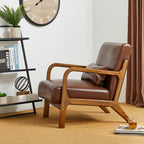 Fauteuil d'appoint moderne en cuir synthétique Glitzhome 30,75 po de hauteur, style milieu de siècle, avec coussin – 25,75 po de largeur x 33,75 po de profondeur x 30,75 po de hauteur