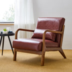 Fauteuil d'appoint moderne en cuir synthétique Glitzhome 30,75 po de hauteur, style milieu de siècle, avec coussin – 25,75 po de largeur x 33,75 po de profondeur x 30,75 po de hauteur