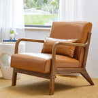 Fauteuil d'appoint moderne en cuir synthétique Glitzhome 30,75 po de hauteur, style milieu de siècle, avec coussin – 25,75 po de largeur x 33,75 po de profondeur x 30,75 po de hauteur