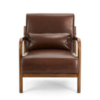 Fauteuil d'appoint moderne en cuir synthétique Glitzhome 30,75 po de hauteur, style milieu de siècle, avec coussin – 25,75 po de largeur x 33,75 po de profondeur x 30,75 po de hauteur