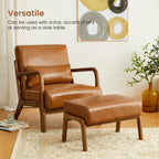 Fauteuil d'appoint moderne en cuir synthétique Glitzhome 30,75 po de hauteur, style milieu de siècle, avec coussin – 25,75 po de largeur x 33,75 po de profondeur x 30,75 po de hauteur