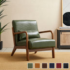 Fauteuil d'appoint moderne en cuir synthétique Glitzhome 30,75 po de hauteur, style milieu de siècle, avec coussin – 25,75 po de largeur x 33,75 po de profondeur x 30,75 po de hauteur