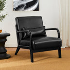 Fauteuil d'appoint moderne en cuir synthétique Glitzhome 30,75 po de hauteur, style milieu de siècle, avec coussin – 25,75 po de largeur x 33,75 po de profondeur x 30,75 po de hauteur