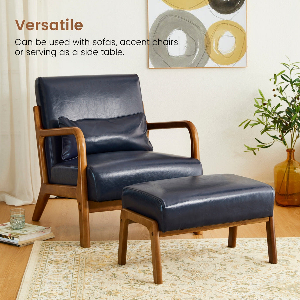 Fauteuil d'appoint moderne en cuir synthétique Glitzhome 30,75 po de hauteur, style milieu de siècle, avec coussin – 25,75 po de largeur x 33,75 po de profondeur x 30,75 po de hauteur