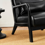 Fauteuil d'appoint moderne en cuir synthétique Glitzhome 30,75 po de hauteur, style milieu de siècle, avec coussin – 25,75 po de largeur x 33,75 po de profondeur x 30,75 po de hauteur