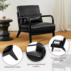 Fauteuil d'appoint moderne en cuir synthétique Glitzhome 30,75 po de hauteur, style milieu de siècle, avec coussin – 25,75 po de largeur x 33,75 po de profondeur x 30,75 po de hauteur