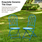 Ensemble de bistrot pliant d'extérieur en métal Glitzhome 3 pièces avec table et chaises