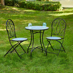 Ensemble de bistrot pliant d'extérieur en métal Glitzhome 3 pièces avec table et chaises