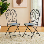 Ensemble de bistrot pliant d'extérieur en métal Glitzhome 3 pièces avec table et chaises