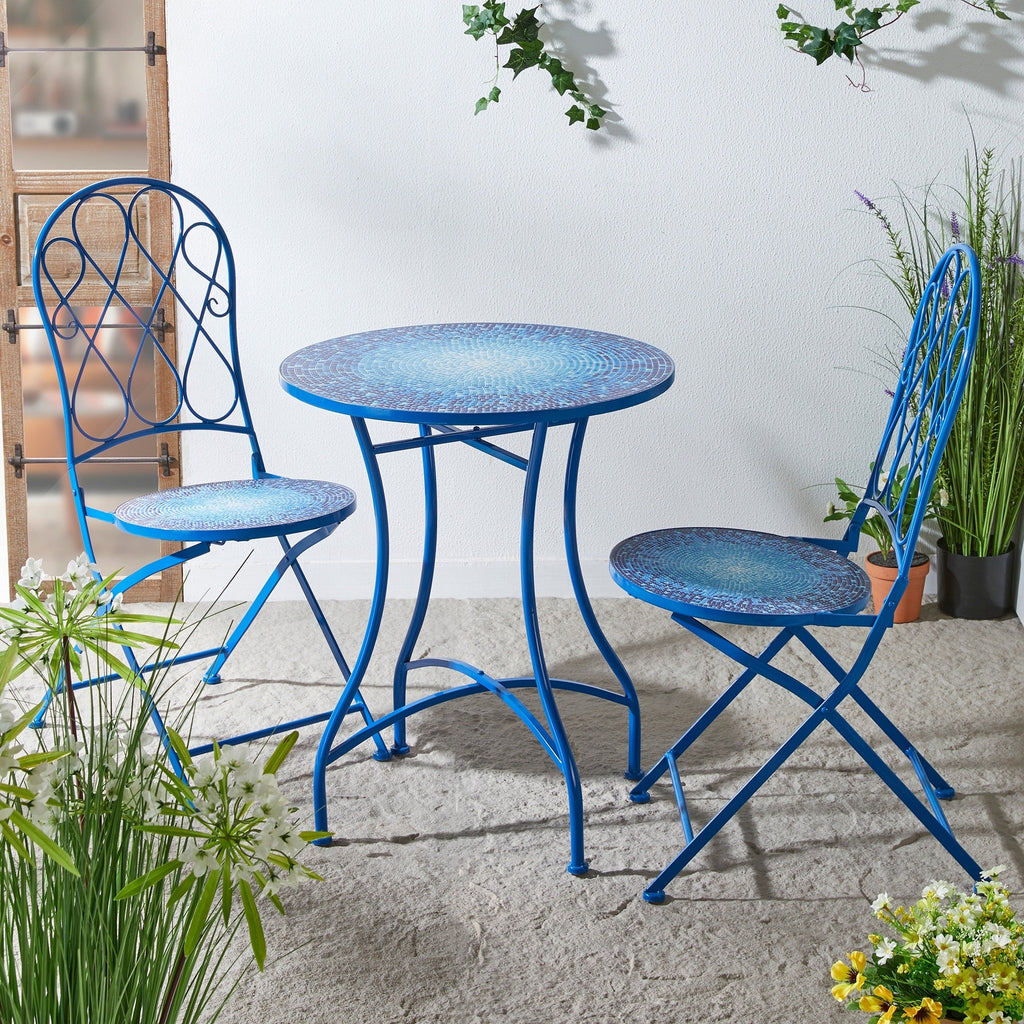 Ensemble de bistrot pliant d'extérieur en métal Glitzhome 3 pièces avec table et chaises