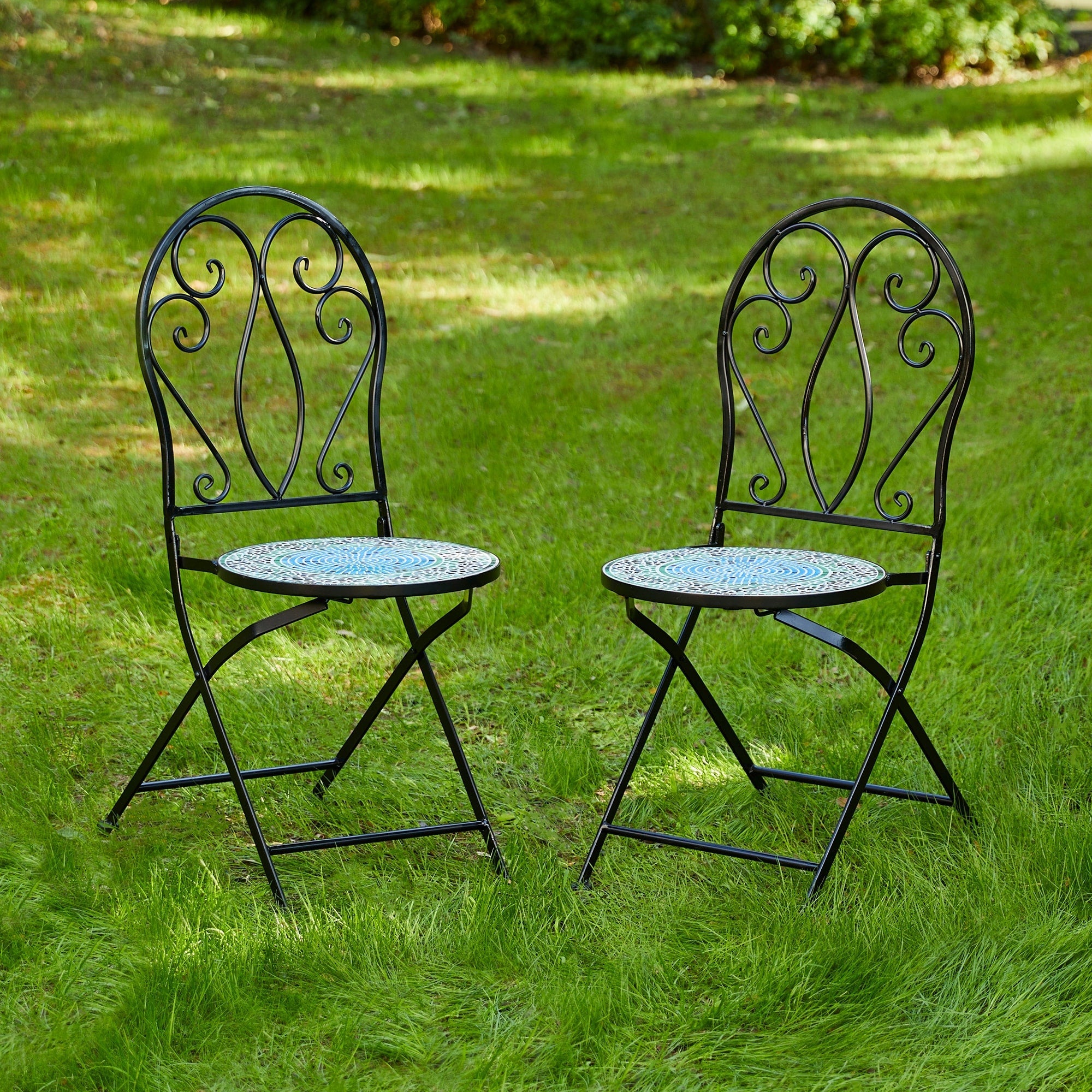 Ensemble de bistrot pliant d'extérieur en métal Glitzhome 3 pièces avec table et chaises