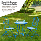 Ensemble de bistrot pliant d'extérieur en métal Glitzhome 3 pièces avec table et chaises