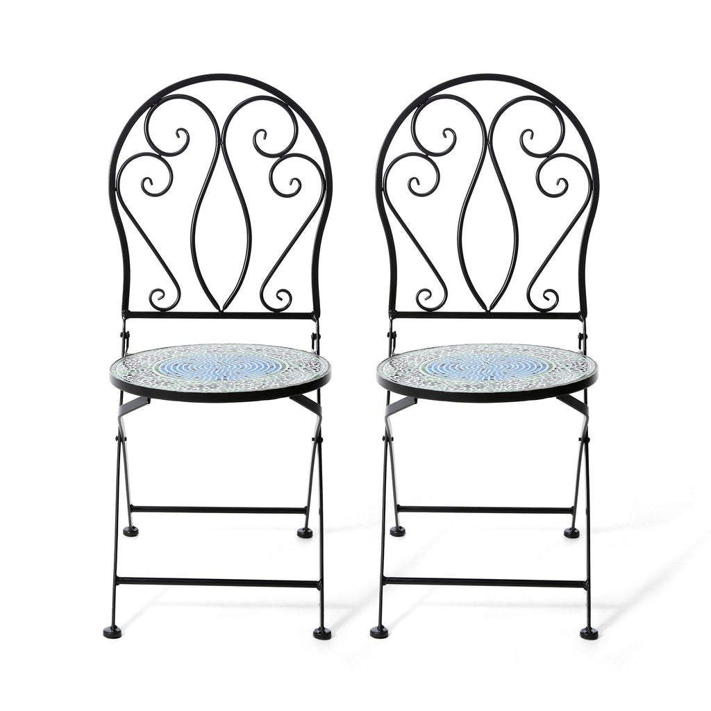 Ensemble de bistrot pliant d'extérieur en métal Glitzhome 3 pièces avec table et chaises