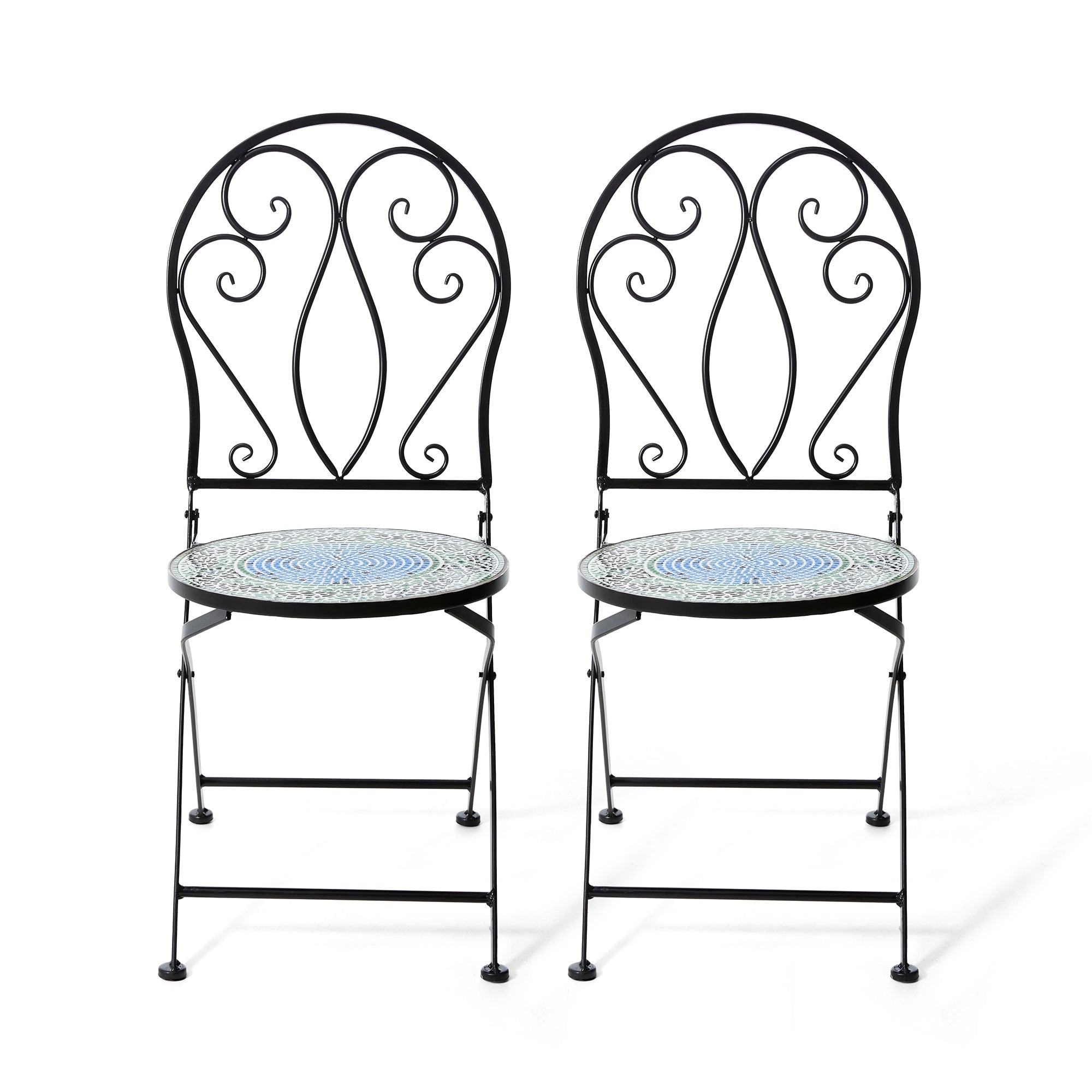 Ensemble de bistrot pliant d'extérieur en métal Glitzhome 3 pièces avec table et chaises