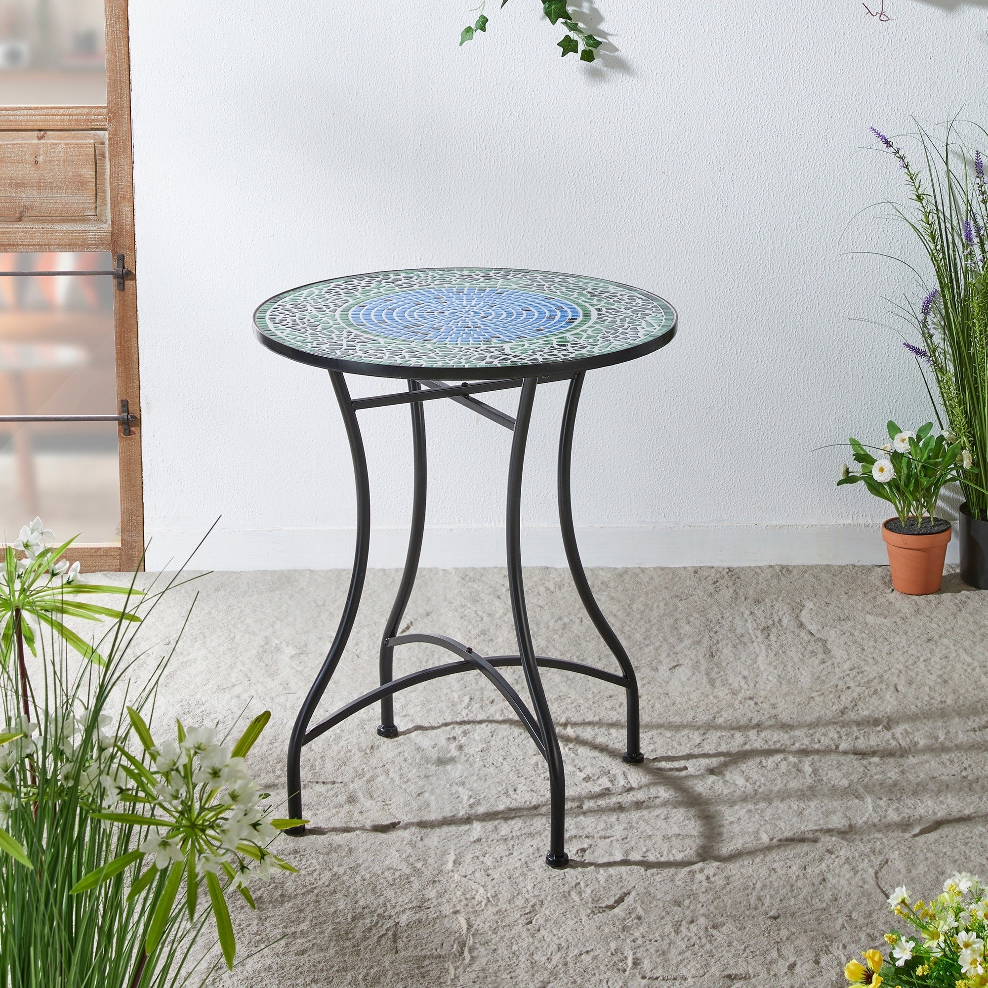 Ensemble de bistrot pliant d'extérieur en métal Glitzhome 3 pièces avec table et chaises