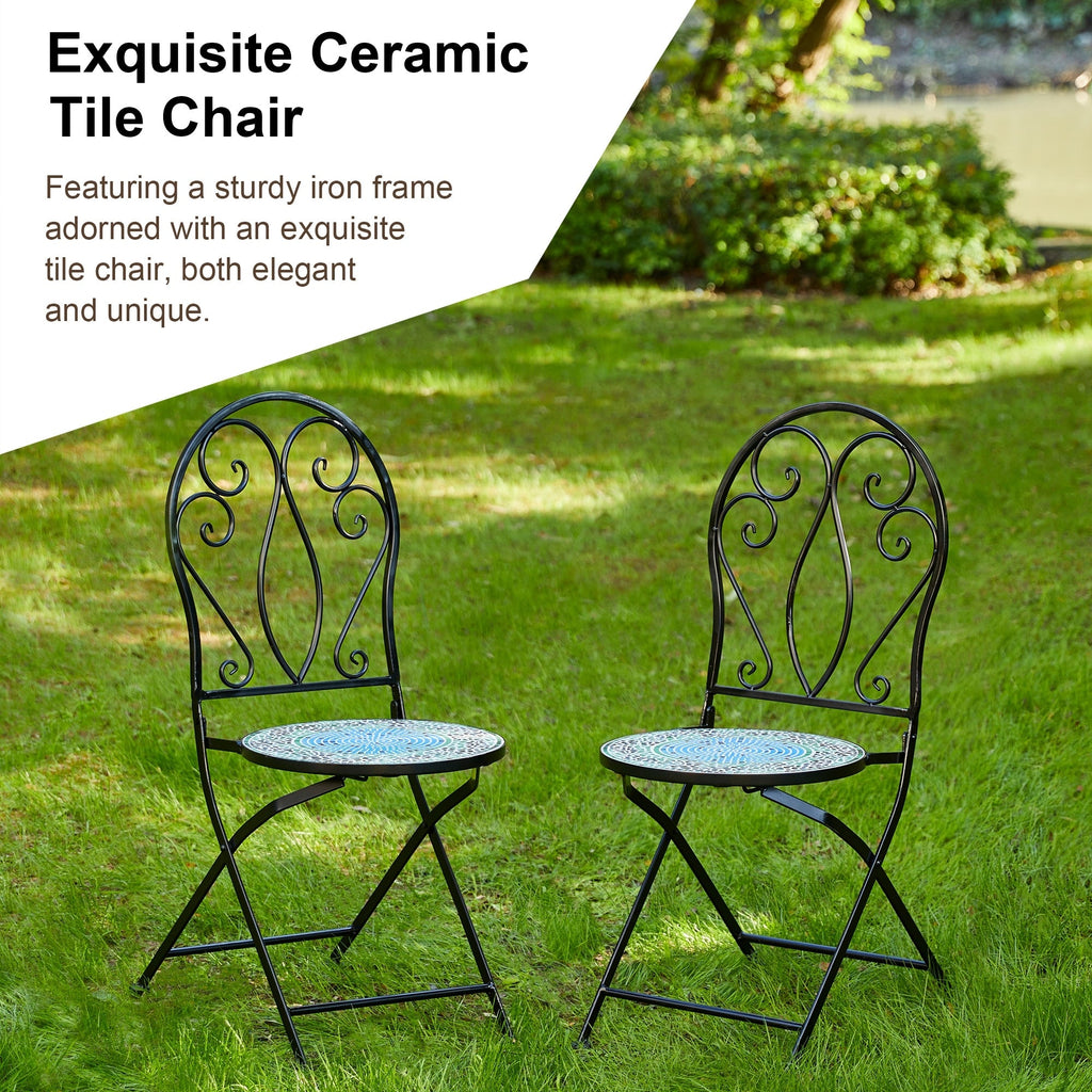 Ensemble de bistrot pliant d'extérieur en métal Glitzhome 3 pièces avec table et chaises