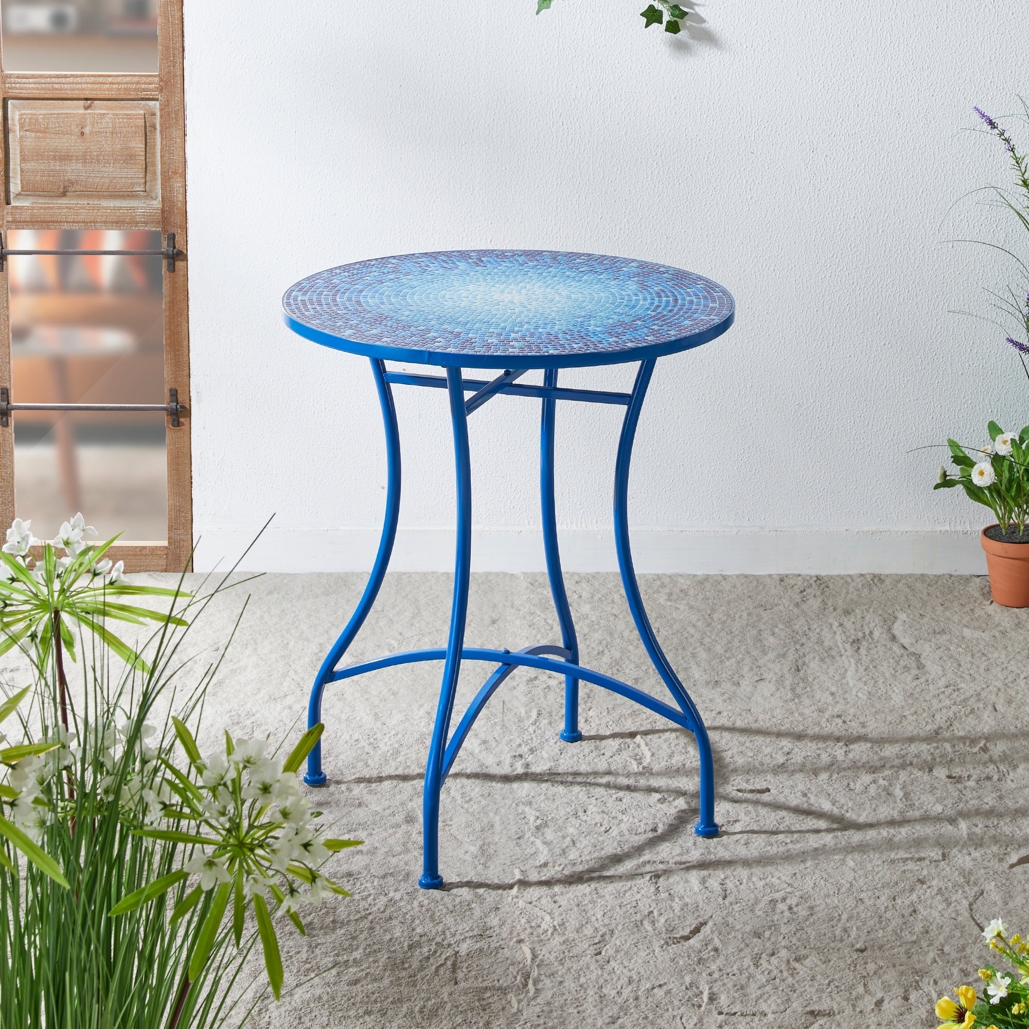Ensemble de bistrot pliant d'extérieur en métal Glitzhome 3 pièces avec table et chaises