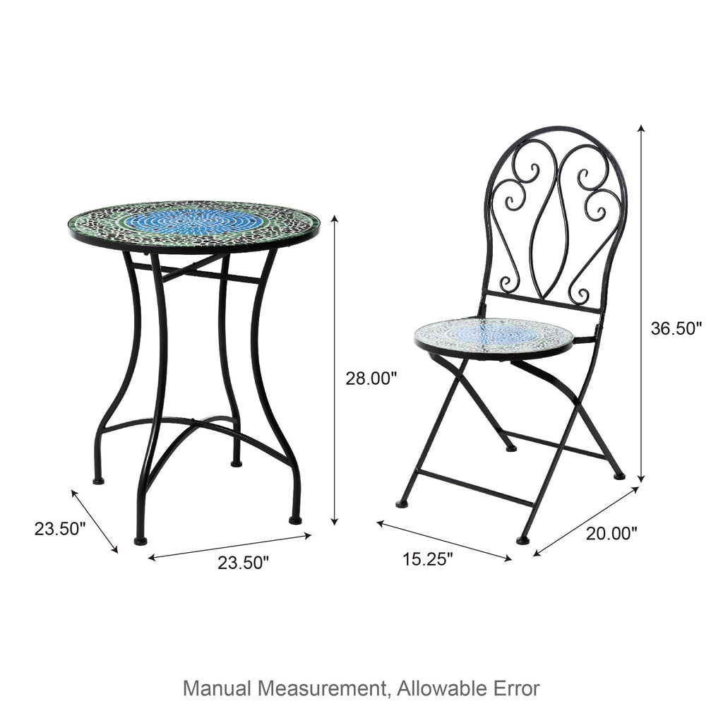 Ensemble de bistrot pliant d'extérieur en métal Glitzhome 3 pièces avec table et chaises