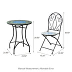 Ensemble de bistrot pliant d'extérieur en métal Glitzhome 3 pièces avec table et chaises