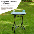 Ensemble de bistrot pliant d'extérieur en métal Glitzhome 3 pièces avec table et chaises