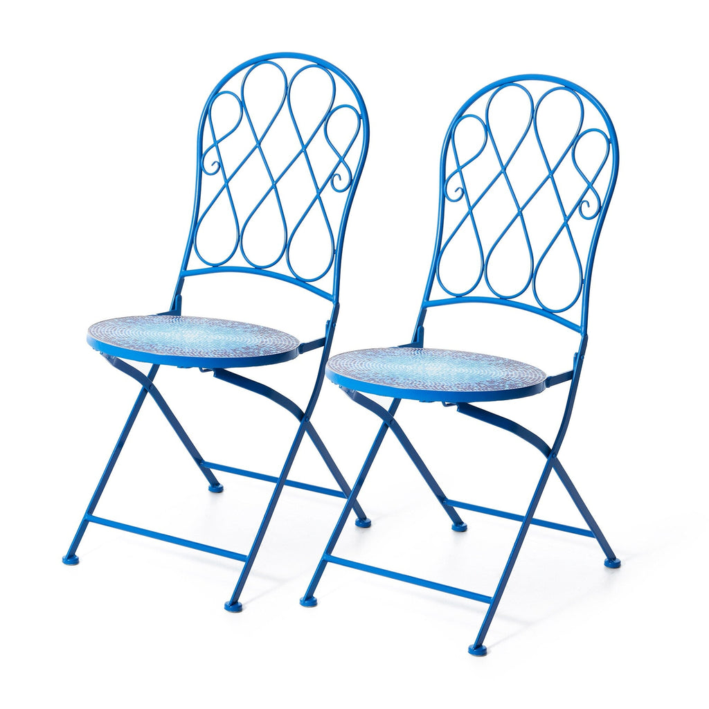 Ensemble de bistrot pliant d'extérieur en métal Glitzhome 3 pièces avec table et chaises