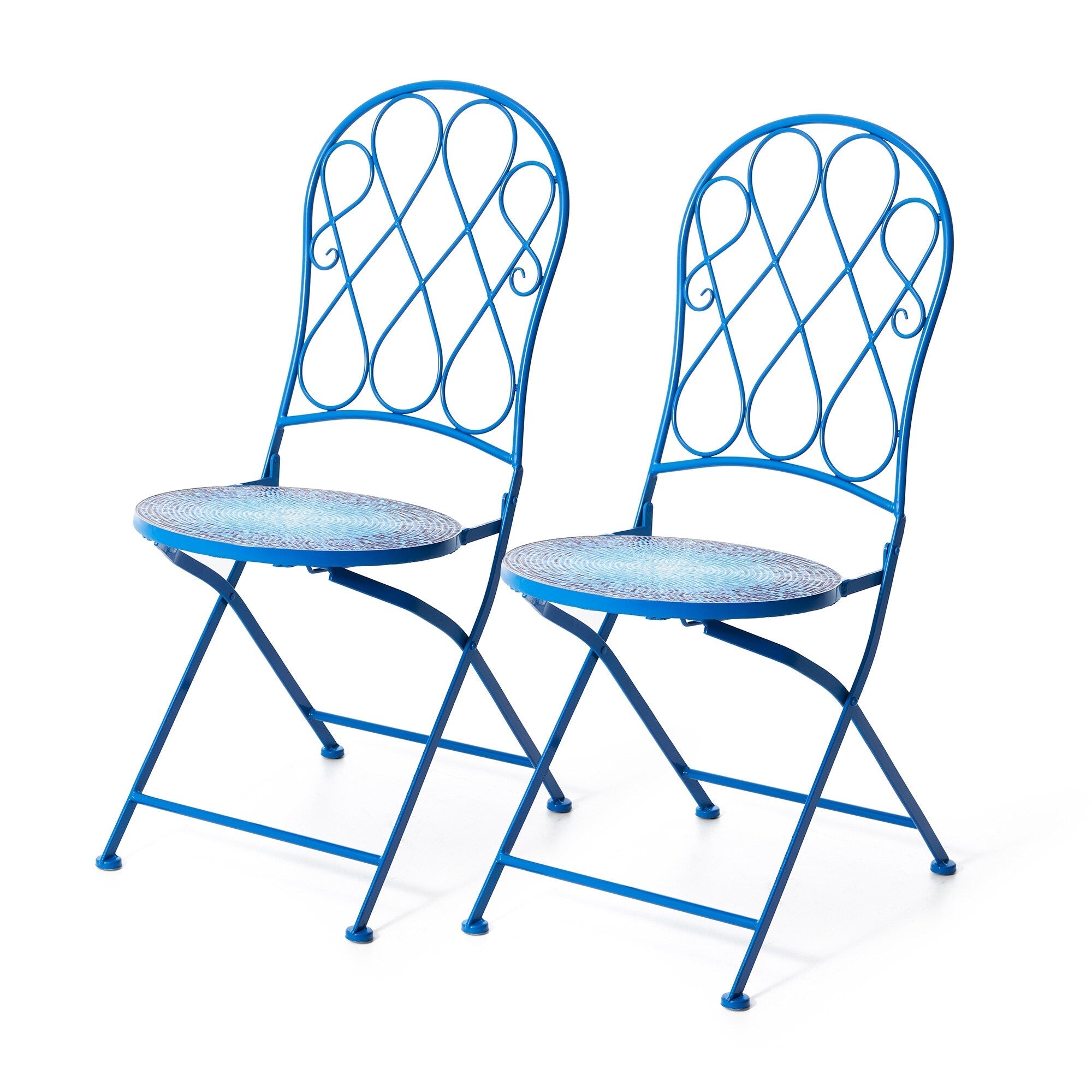Ensemble de bistrot pliant d'extérieur en métal Glitzhome 3 pièces avec table et chaises