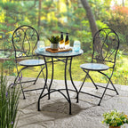Ensemble de bistrot pliant d'extérieur en métal Glitzhome 3 pièces avec table et chaises