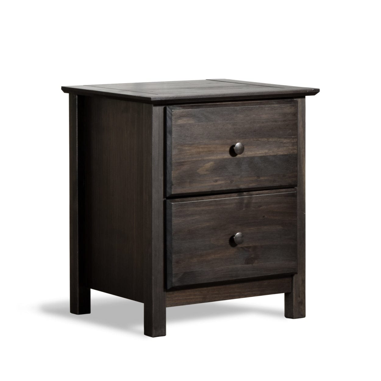 Table de chevet en bois massif à 2 tiroirs de style Shaker en bois de grain