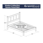 Lit plateforme en bois massif de style shaker avec meubles en bois de grain