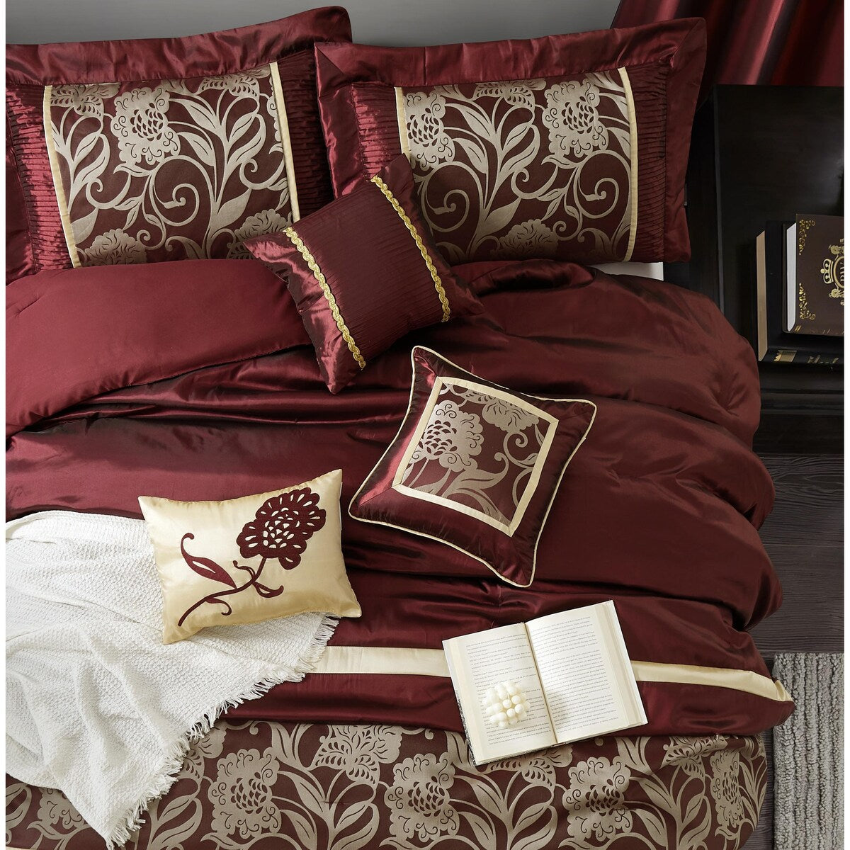 Ensemble de couette 9 pièces Nanshing Brie en jacquard floral