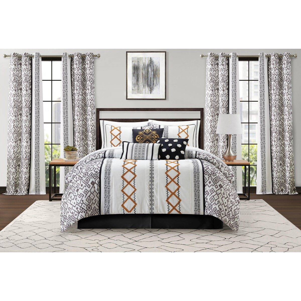 Ensemble de couette brodée bohème Nanshing Trina 15 pièces