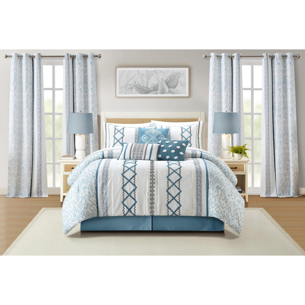 Ensemble de couette brodée bohème Nanshing Trina 15 pièces