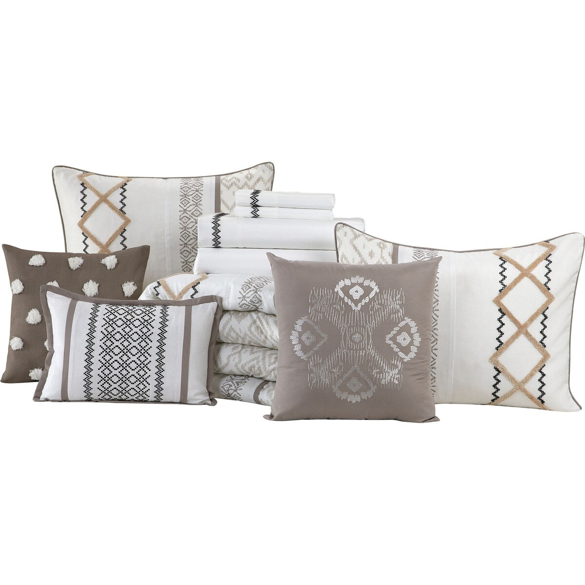Ensemble de couette brodée bohème Nanshing Trina 15 pièces